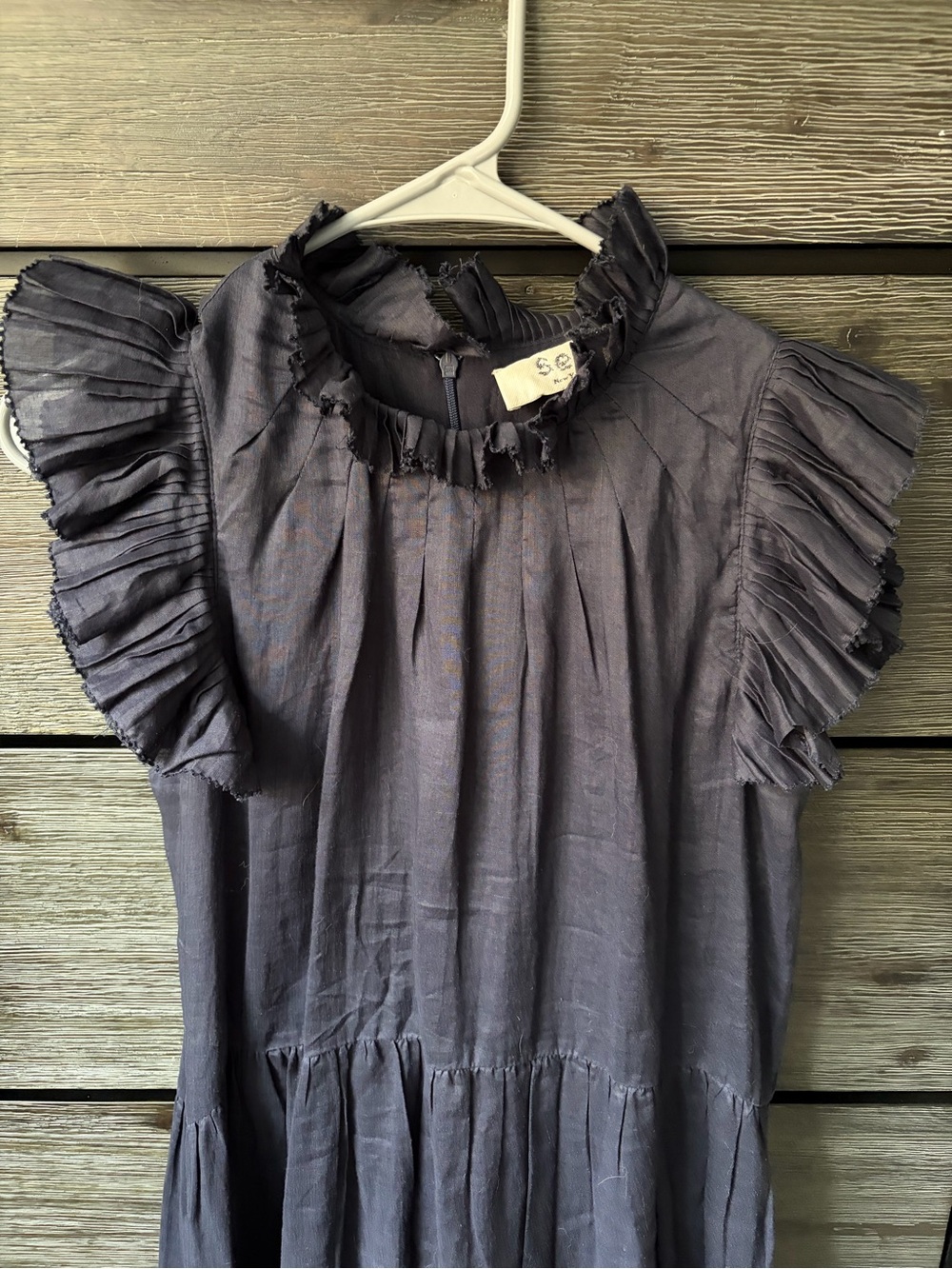 Sea New York Navy Ruffle-Sleeve Midi Dress - Picture 3 of 9